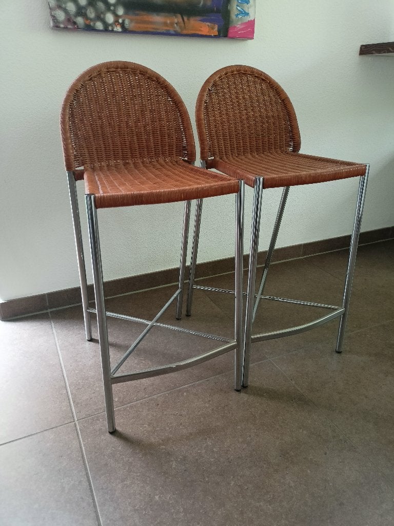 2 prachtige barkrukken, Huis en Inrichting, Barkrukken, Ophalen, Metaal, 60 tot 90 cm, Zo goed als nieuw
