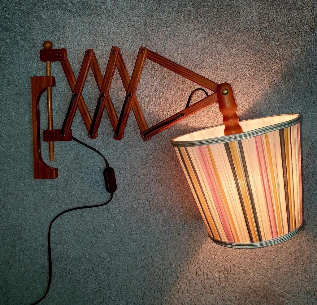 Schaarlamp Harmonica scissor lamp, 1960s, Huis en Inrichting, Lampen | Wandlampen, Ophalen, Zo goed als nieuw, Stof, Deens of country
