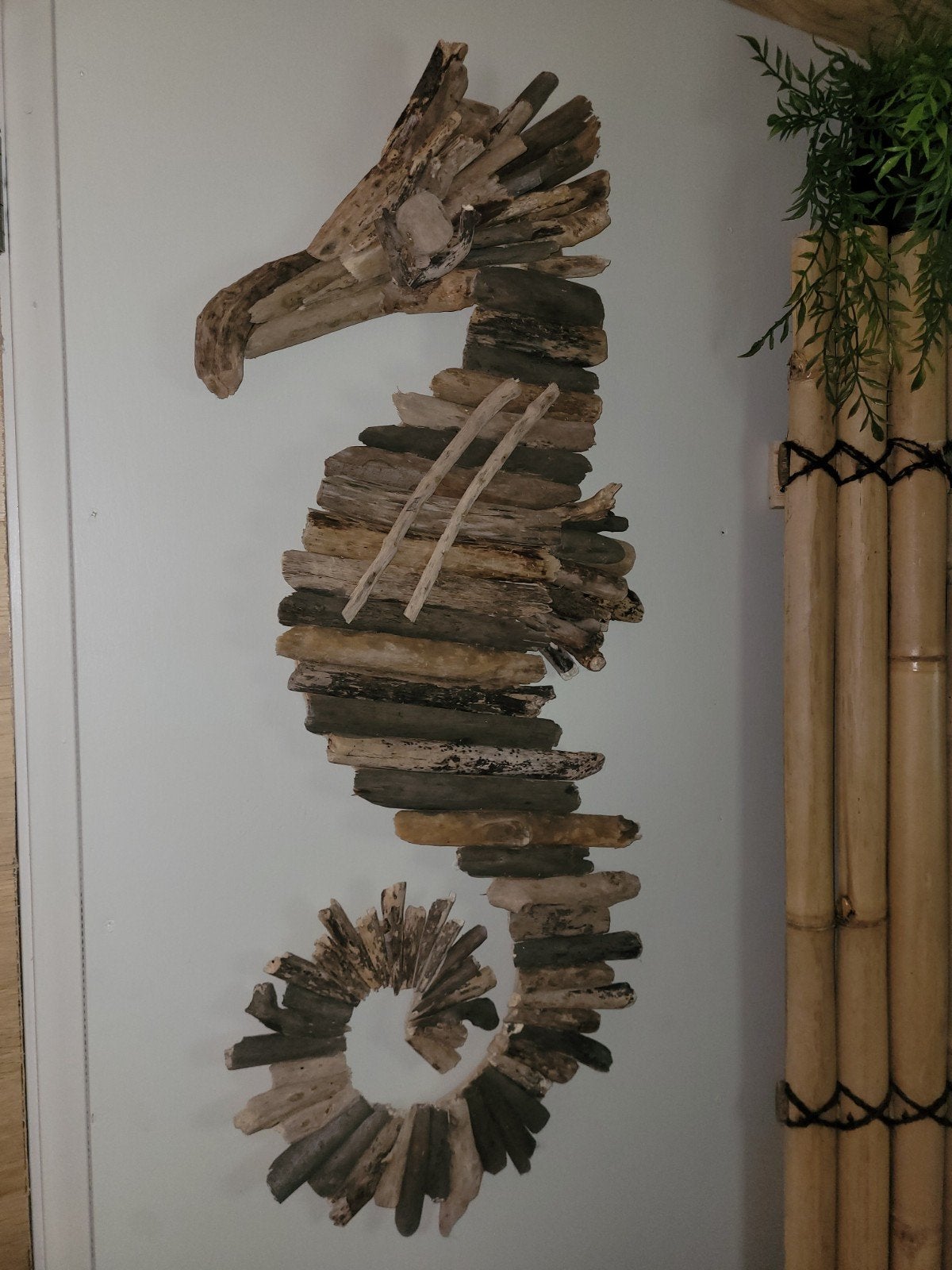Groot drijfhout zeepaard - unieke wanddecoratie, Hout, Gebruikt, Ophalen of Verzenden, Landelijk