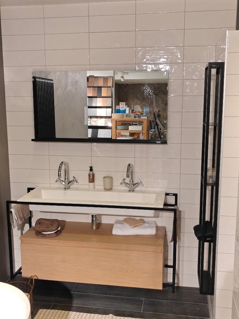 NIEUW showroom Badmeubel Riverdale 140 cm inclusief spiegel, Ophalen, 100 tot 150 cm, Overige typen, Nieuw