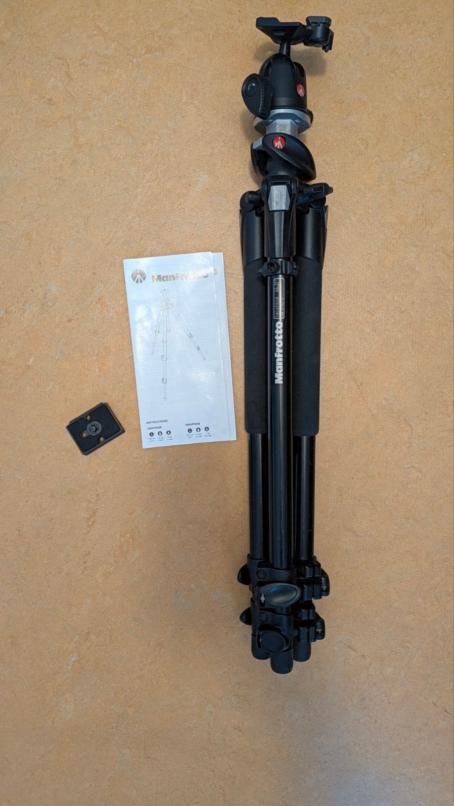 Manfrotto 190XPROB statief met balhoofd en accessoires, Audio, Tv en Foto, Gebruikt, 150 tot 175 cm, Manfrotto, Met balhoofd