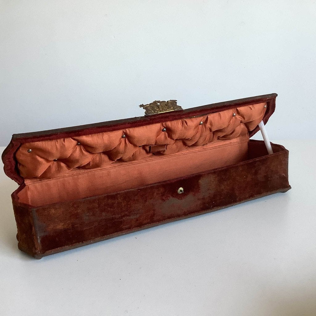 Victoriaanse handschoendoos met fluweel, Ophalen of Verzenden