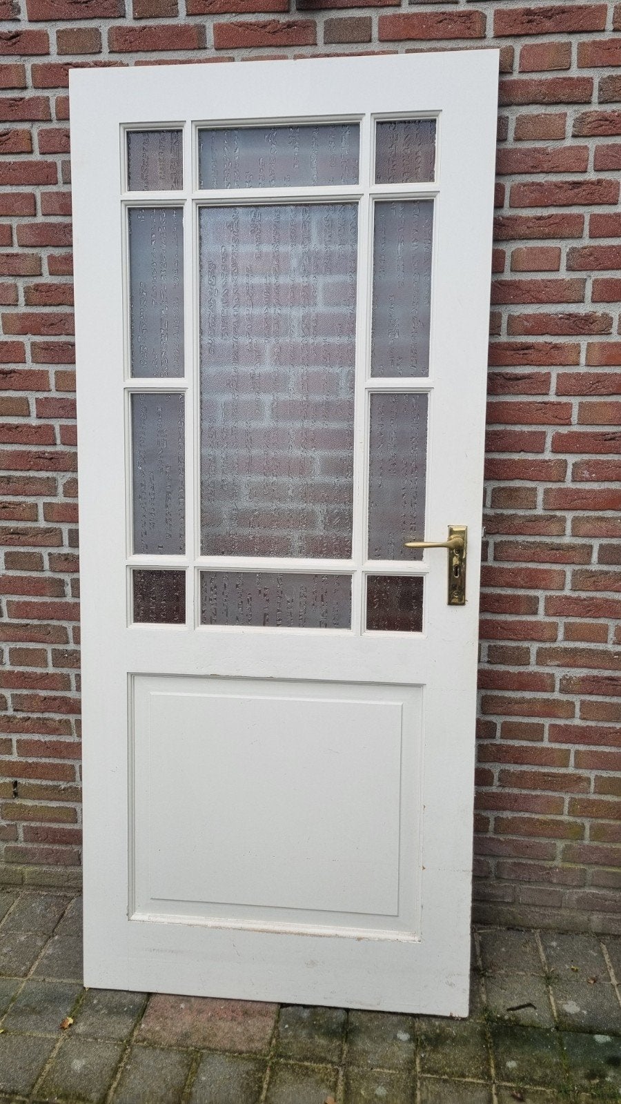 Binnendeur met 2 kleuren getint glas erin, incl klink, Ophalen, 80 tot 100 cm, Binnendeur, 200 tot 215 cm