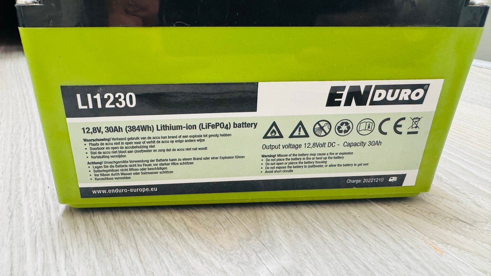 Enduro LI1230 Lithium (LiFePO4) accu 12.8V 30Ah (384Wh), Ophalen of Verzenden, Zo goed als nieuw, Oplaadbaar