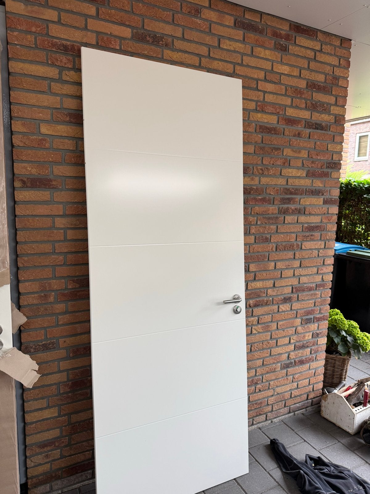 Binnendeur opdek 5 panelen 930x2315 linksdraaiend met beslag, Ophalen, Gebruikt, 80 tot 100 cm, 215 cm of meer