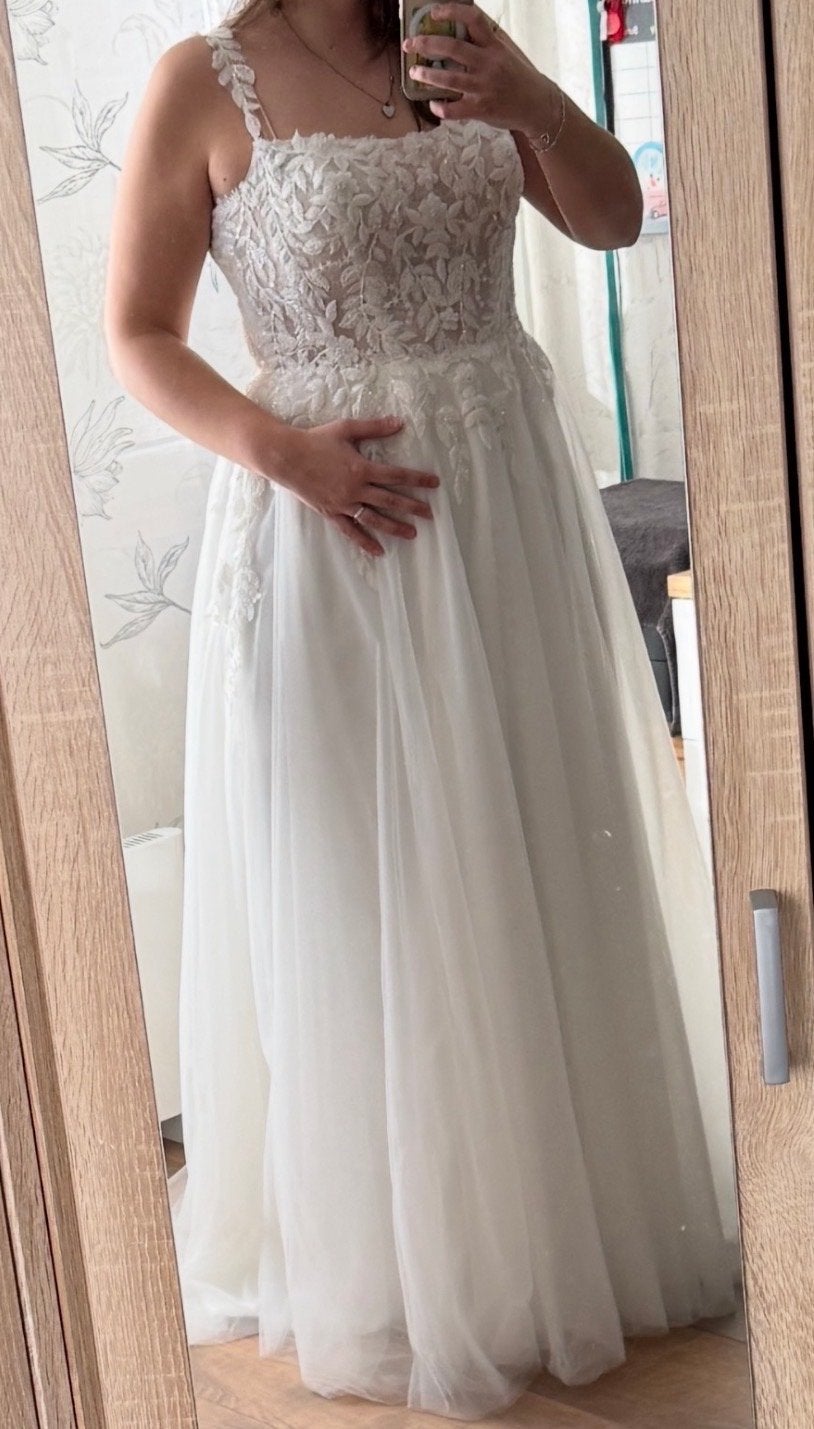 Prachtige Trouwjurk Maat 44 - Zo goed als nieuw, Kleding | Dames, Trouwkleding en Trouwaccessoires, Ophalen, Zo goed als nieuw
