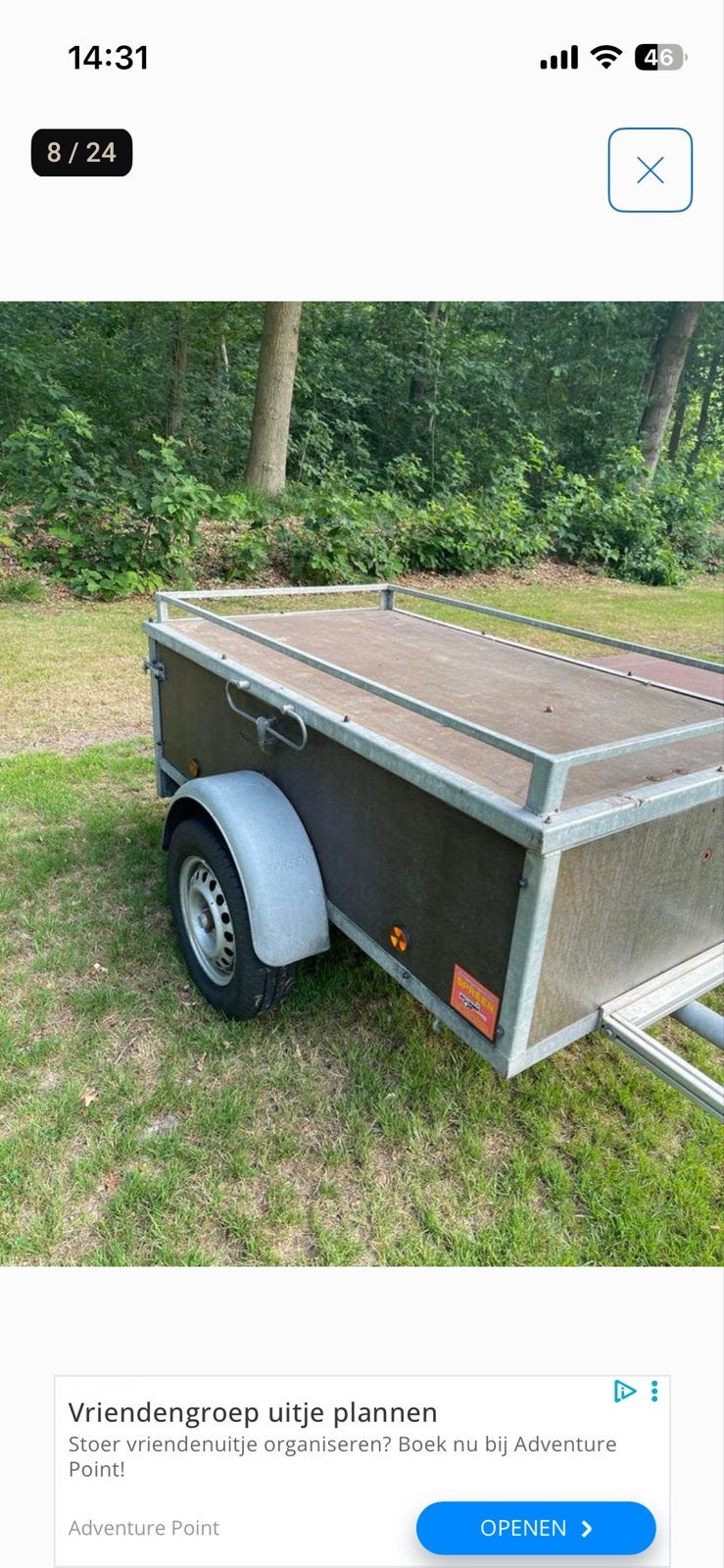 Robuuste aanhangwagen met huif, Ophalen of Verzenden, Gebruikt
