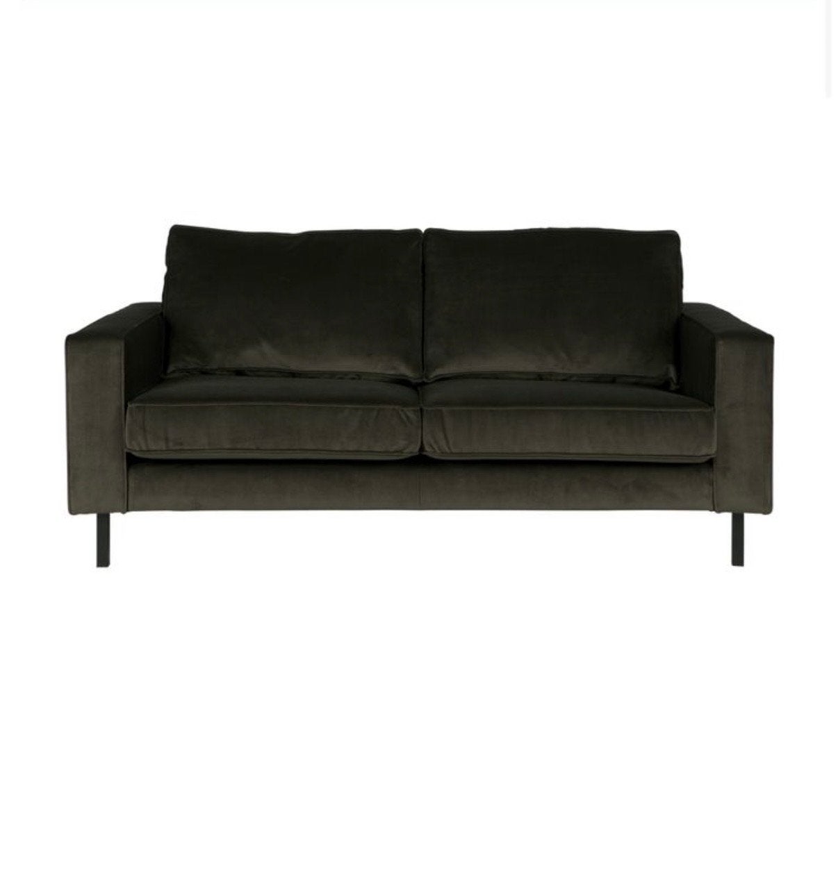2 Seats Sofa with Ottoman - Velvet fabric- Dark Green, Ophalen, 150 tot 200 cm, Tweepersoons, 75 tot 100 cm