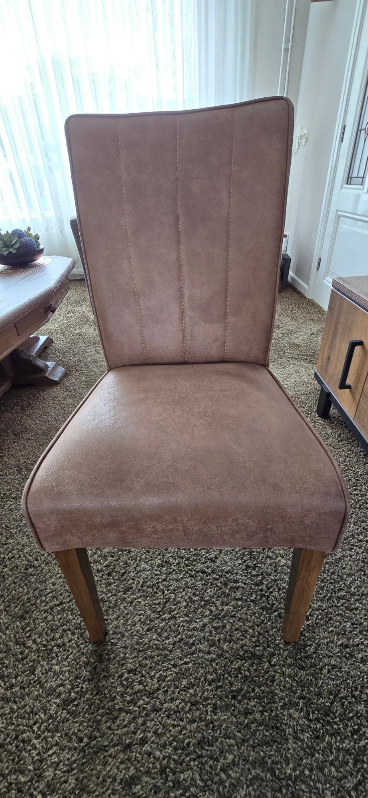 Eettafel stoelen, Huis en Inrichting, Ophalen, Gebruikt, Bruin, Stof