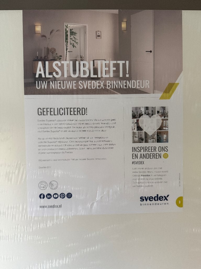 opdekdeuren Svedex Alpine wit, 215 cm of meer, Binnendeur, Nieuw, Ophalen