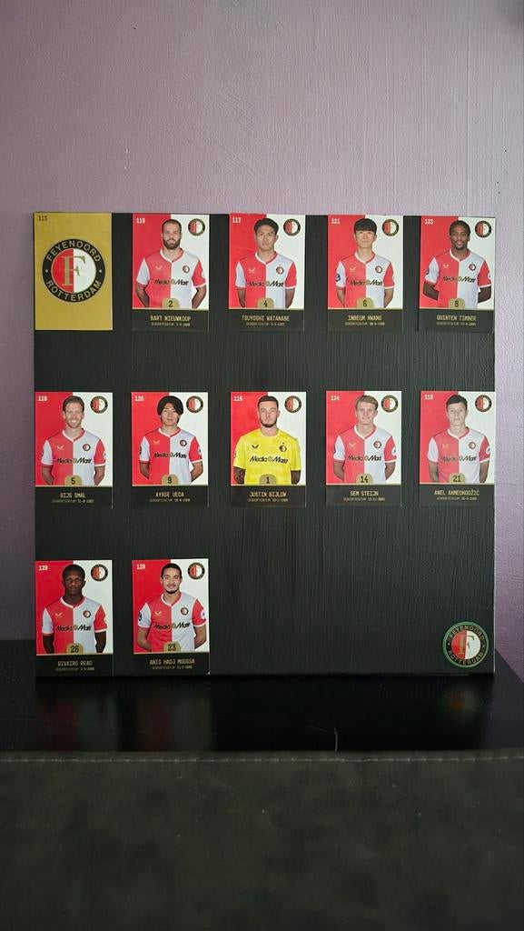 Feyenoord voetbalplaatjes op canvas (foto 2 Telstar), Plus, Verzenden