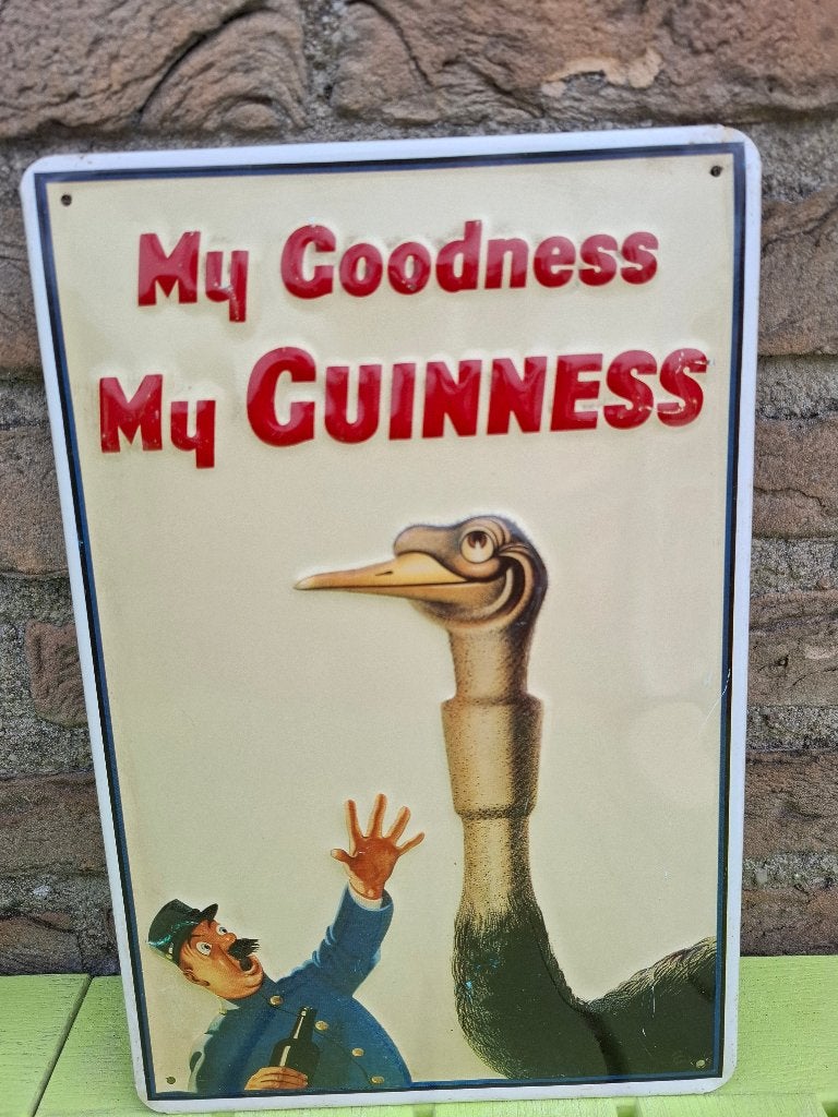Reclamebord Guinness - postbode en struisvogel, Ophalen of Verzenden, Nieuw, Reclamebord, Plaat of Schild, Overige merken