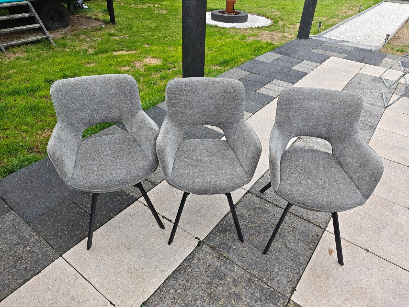 3 eetkamerstoelen olijfgroen
