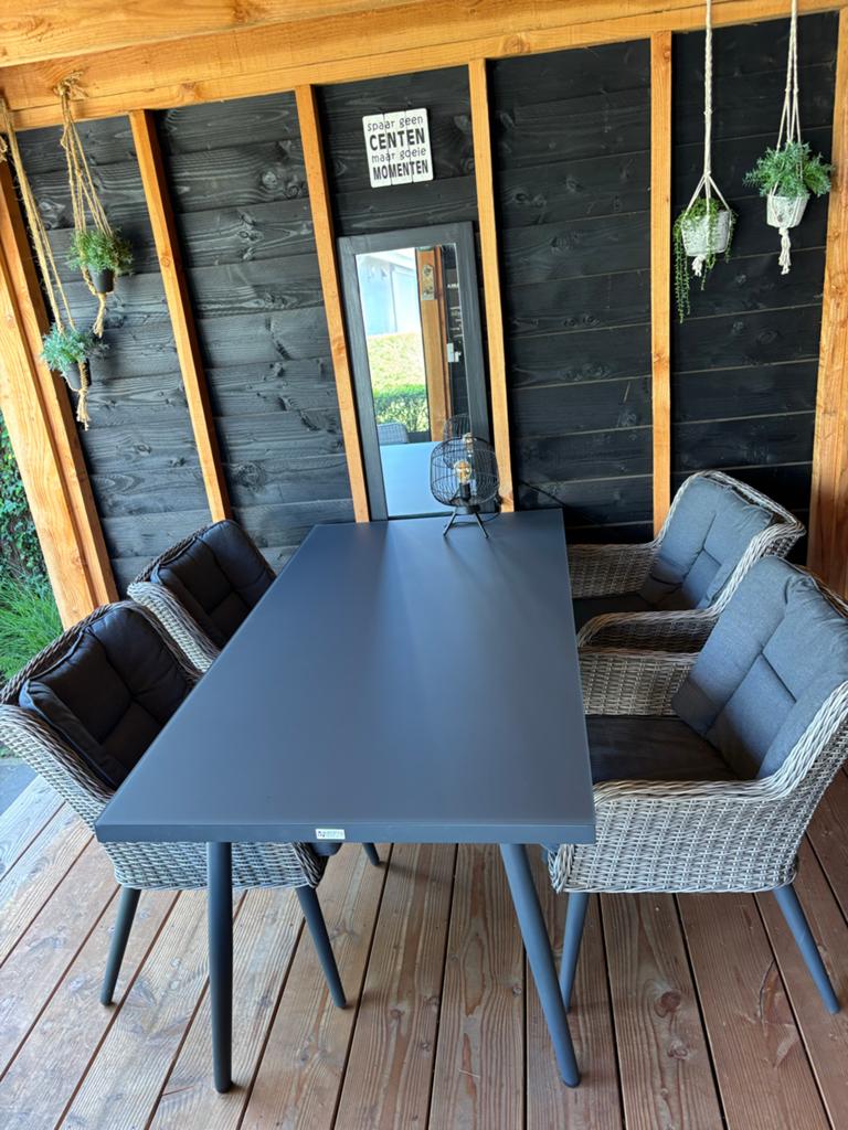Garden Boston 1 eettafel, 4 stoelen en 4 delige loungeset, Ophalen, Eettafel, Aluminium, Loungeset