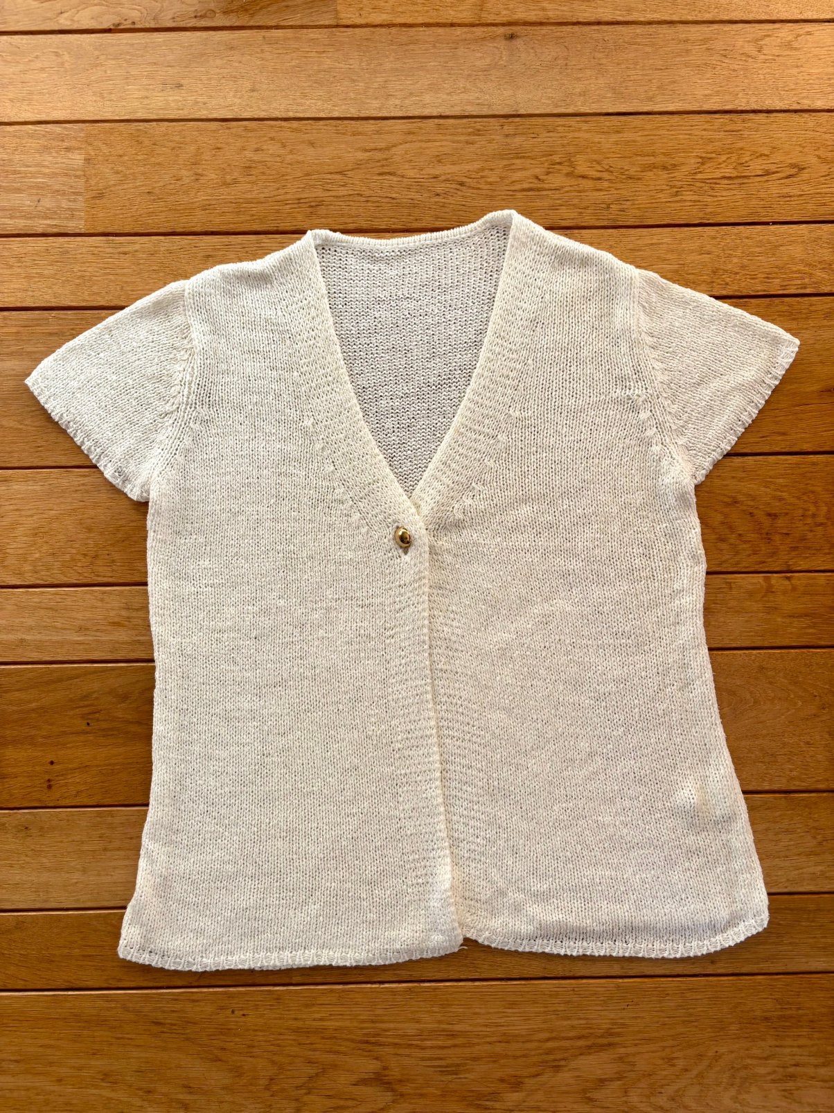 Gebreid vest maat 44 – wit – korte mouwen cardigan layering, Ophalen of Verzenden