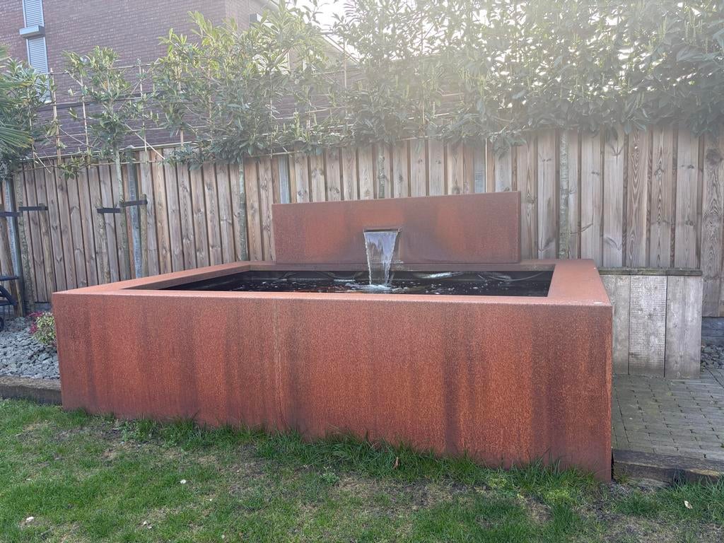 Cortenstaal vijver compleet met Koi vissen, Tuin en Terras, Ophalen, Gebruikt