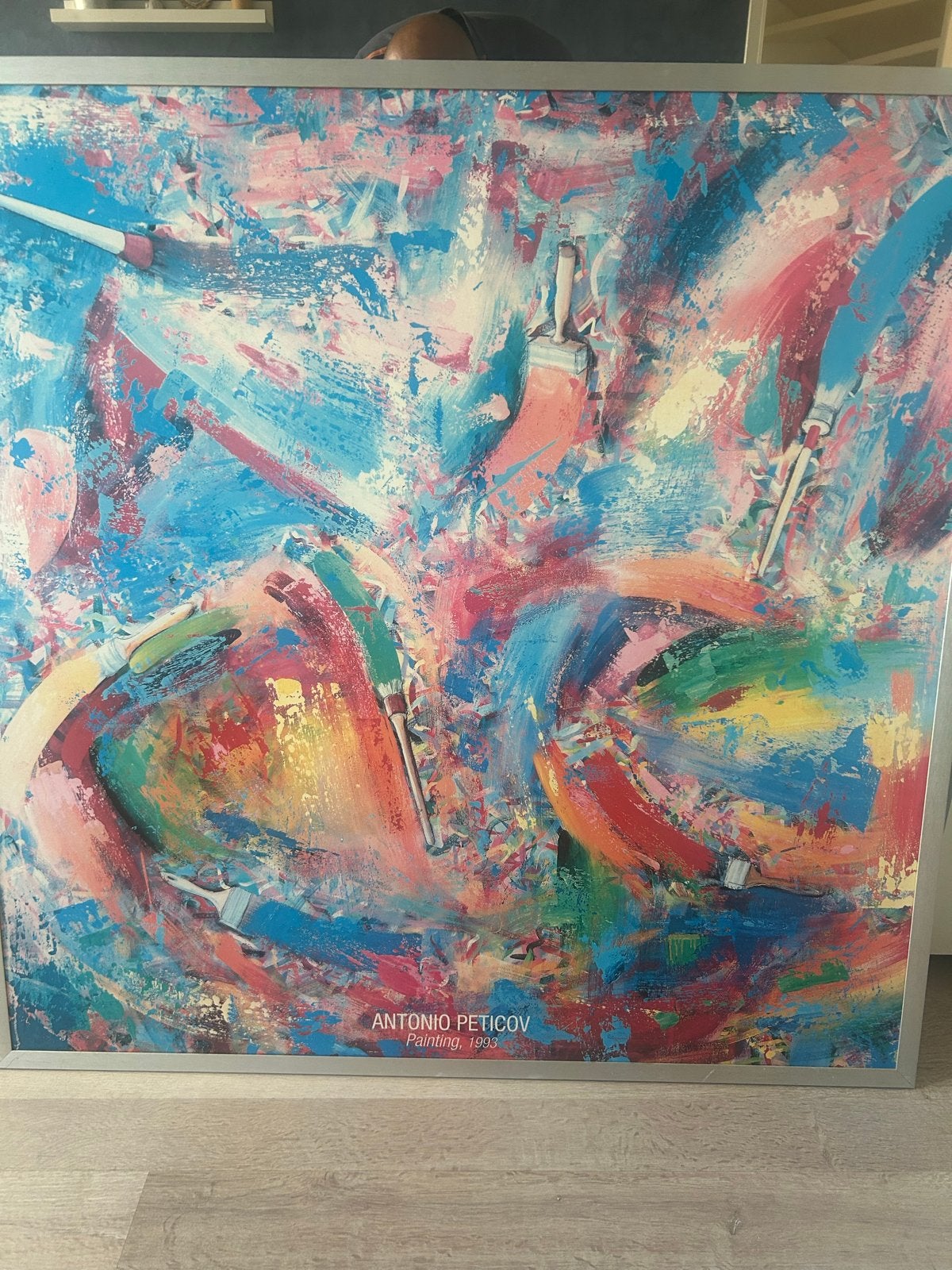 Gelamineerd schilderij Antonio Peticov - 1993 - 1x1 meter, Ophalen, Abstract, Gelakt/vernis, Print