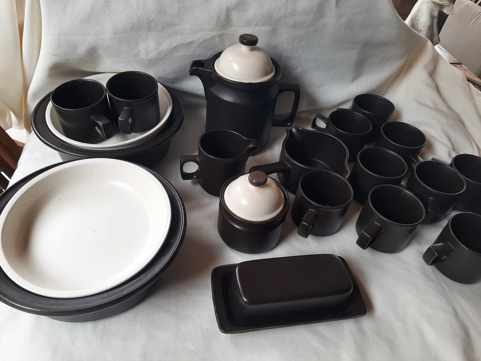 vintage Servies/ Bruin / Doverstone Heather /made in England, Ophalen, Gebruikt, Overige stijlen, Overige typen