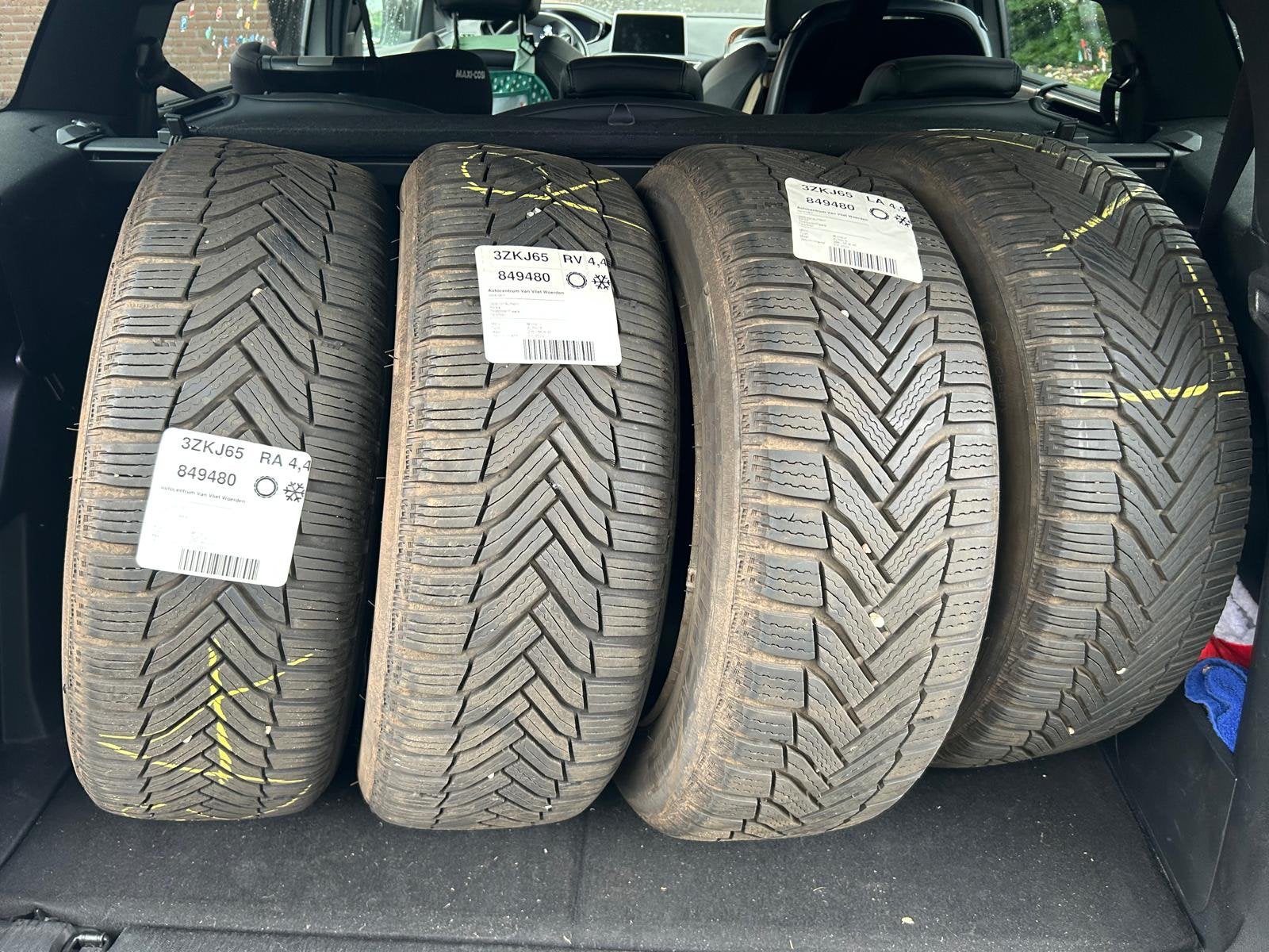 4x Michelin Alpin winterbanden 205/55 R16 op stalen velg, Ophalen, 16 inch, Band(en), 205 mm