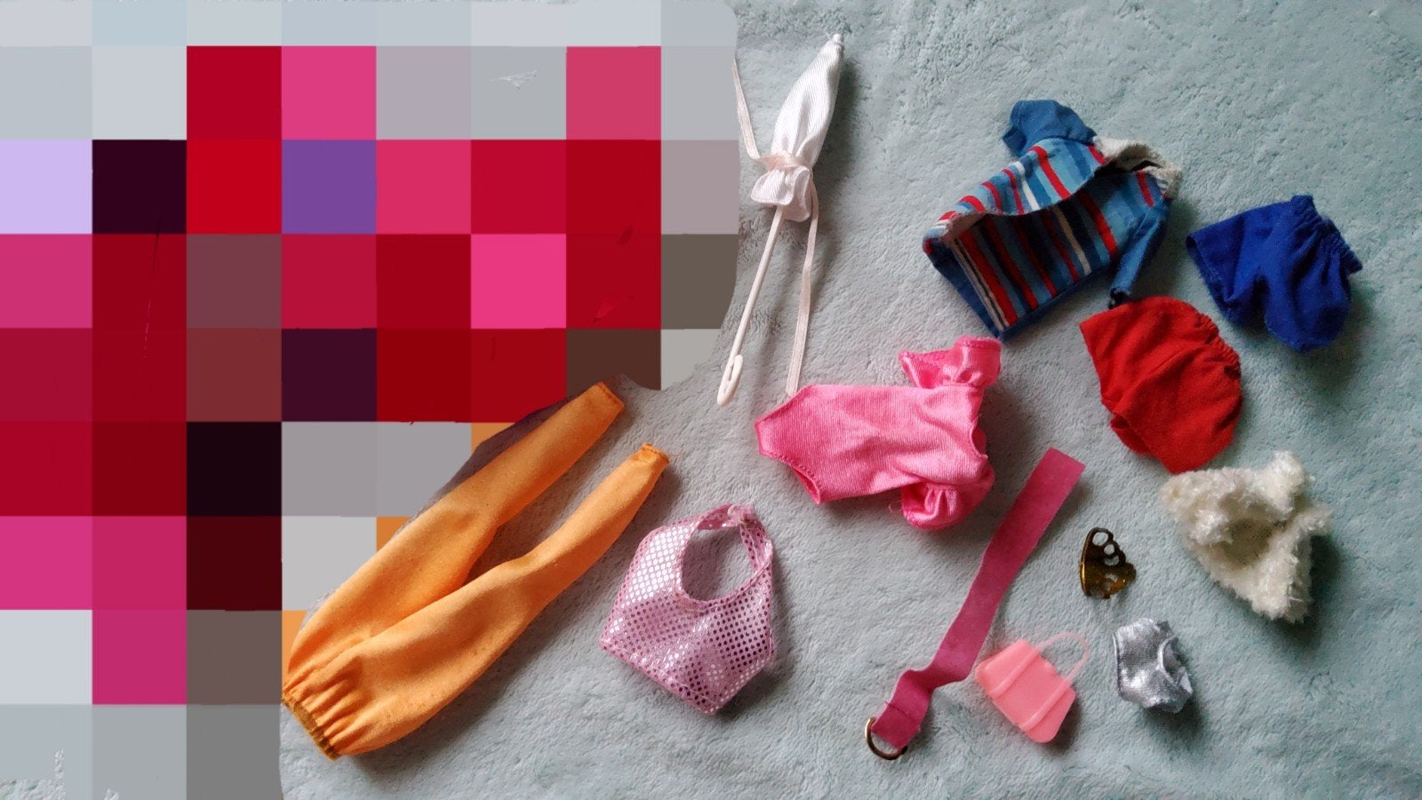 Vintage Barbie Mattel outfit Allan Ricky kleding paraplu tas, Verzamelen, Poppen, Ophalen of Verzenden, Fashion Doll