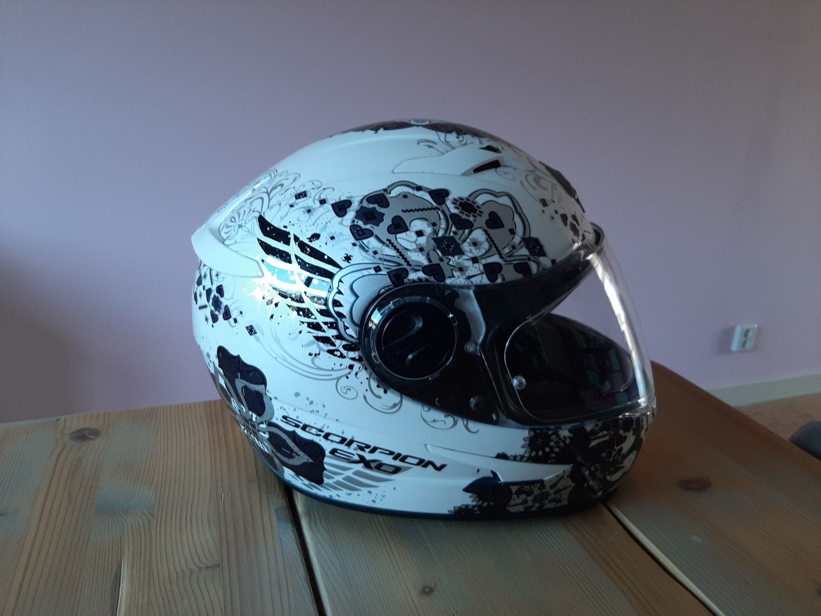Scorpion EXO-480 integraalhelm, wit met patroon, M, Integraalhelm, Dames, Tweedehands