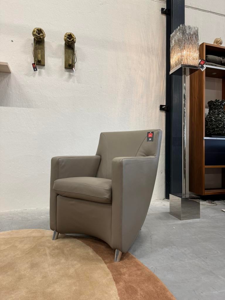 Leolux Evidence Dolcinea Fauteuil grijs Leer Design stoel, Huis en Inrichting, Leolux, Ophalen of Verzenden, Zo goed als nieuw
