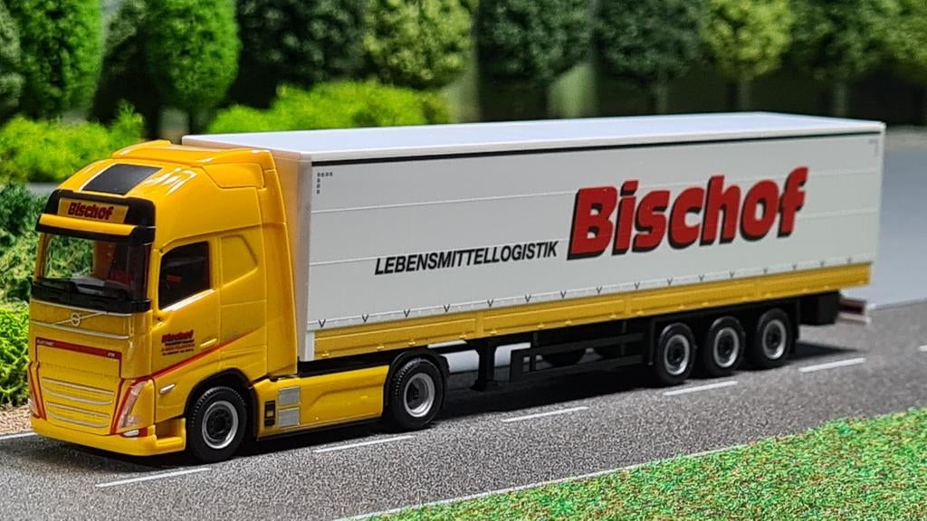 061 Herpa Bischof Volvo FH Electric schuifzeil borden oplegg, Ophalen of Verzenden, Nieuw, Bus of Vrachtwagen, Herpa
