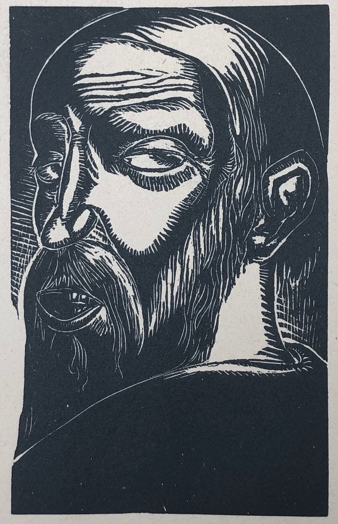 2x Jan-Frans Cantré (1886-1931) 2 Houtsnedes 'Boerin' en 'B, Antiek en Kunst, Ophalen of Verzenden