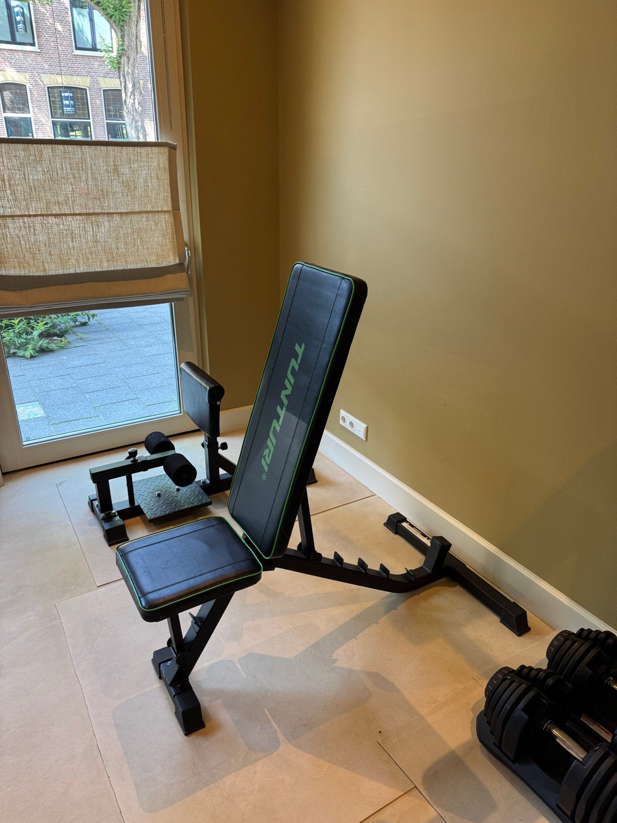 Verstelbare Tunturi Bench, Ophalen, Gebruikt, Armen, Oprekstang