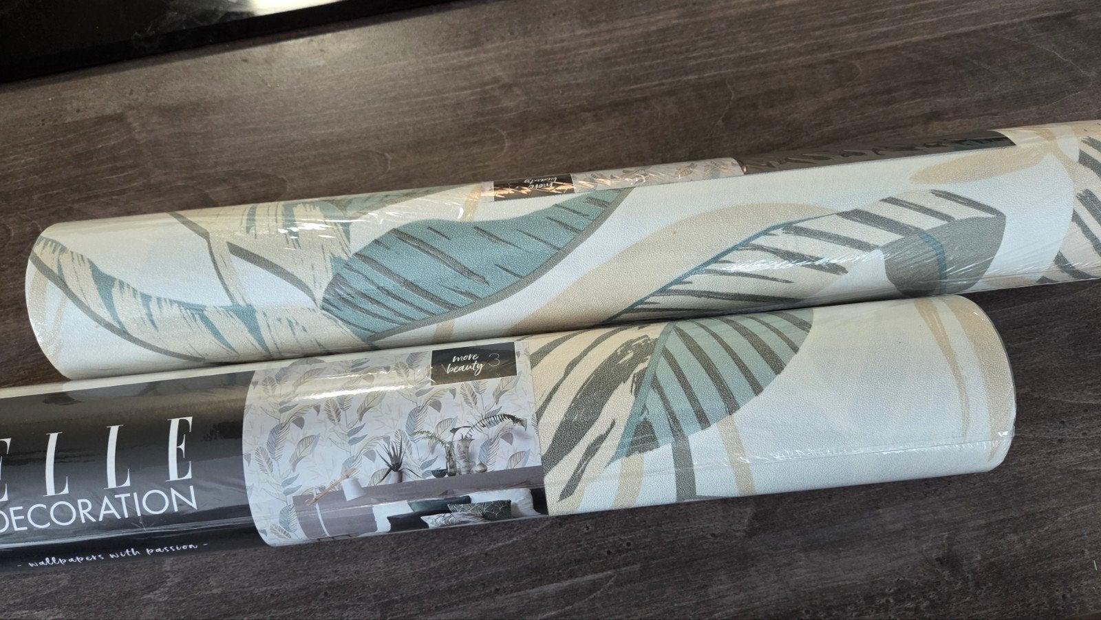 2 rollen Elle Decoration behang met bladpatroon, Bladeren, Natuurlijk, Overige merken, Ophalen of Verzenden