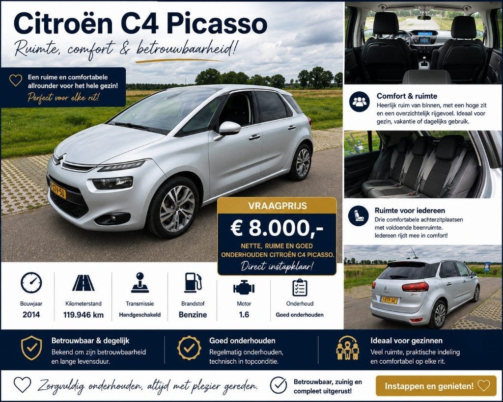 Citroën C4 1.6 THP 2014 Grijs Nette en goed onderhouden auto, Auto's, Citroën, Voorwielaandrijving, Stof, Origineel Nederlands
