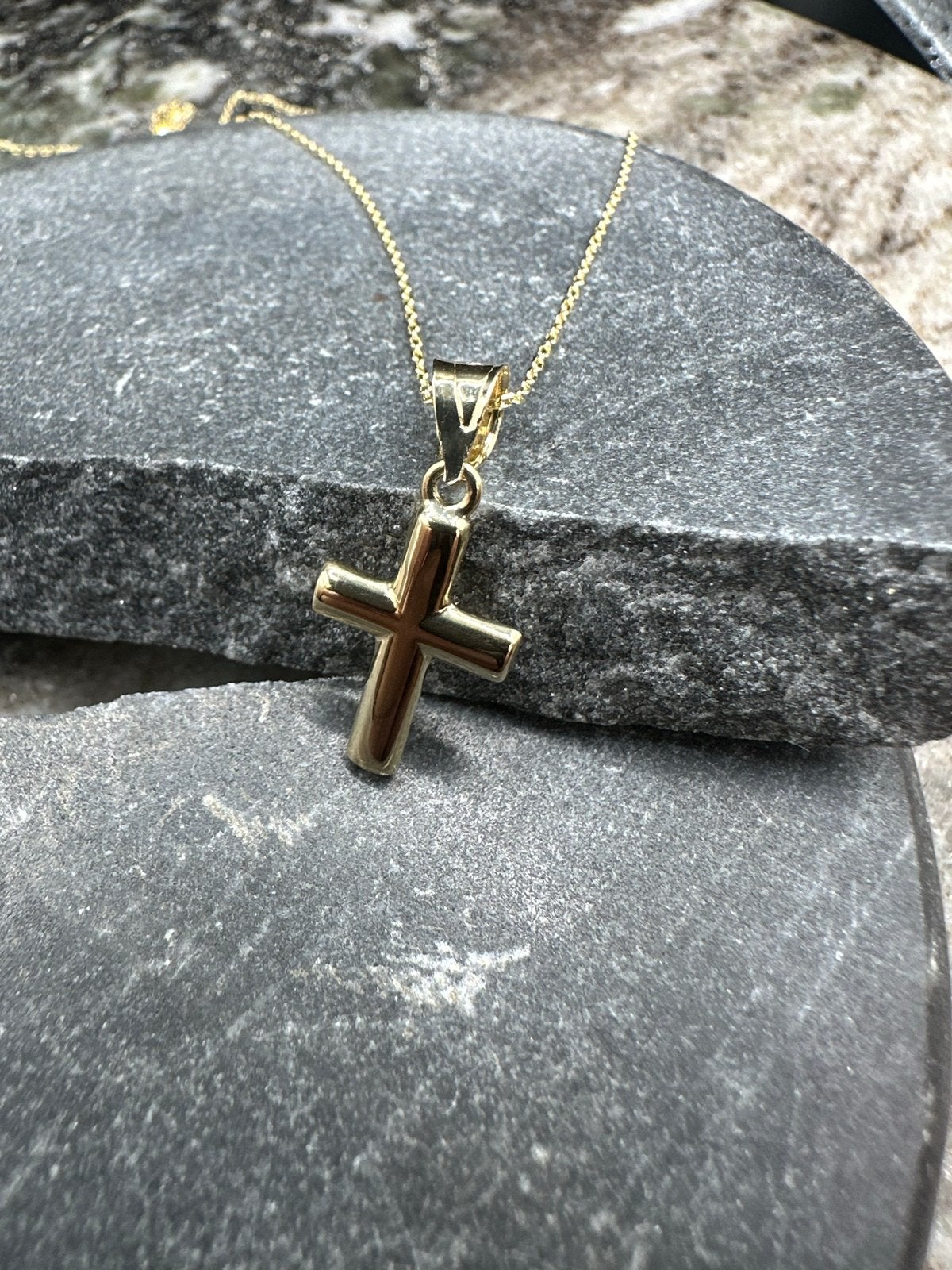 14k Gouden Ketting 42 cm 1 mm met Kruis Hanger, Sieraden, Tassen en Uiterlijk, Kettingen, Ophalen of Verzenden, Nieuw, Goud, Met hanger