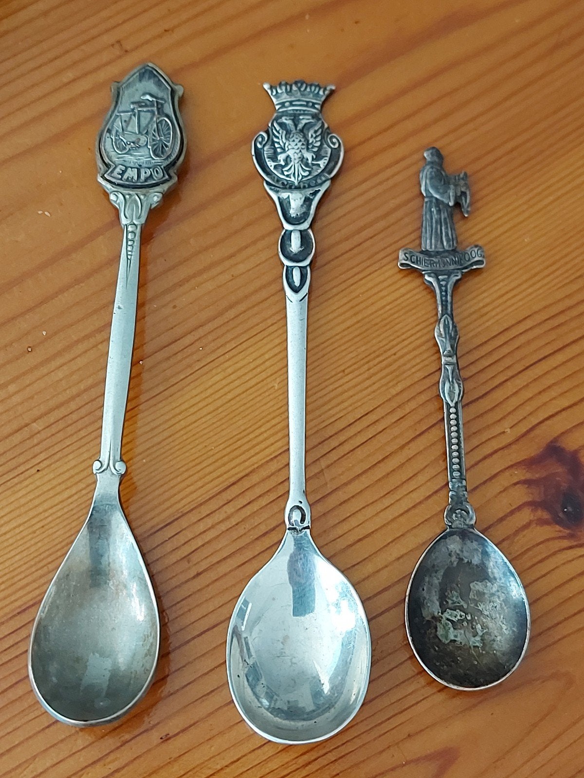 Vintage 3 Theelepeltjes en een Hotel Gebakstang, Antiek en Kunst, Ophalen of Verzenden