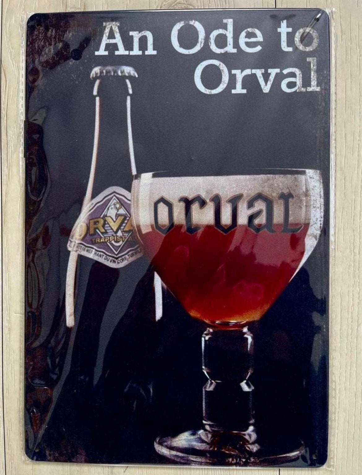 Metalen wandbord Orval Bier 20x30 cm, Ophalen of Verzenden, Zo goed als nieuw, Reclamebord
