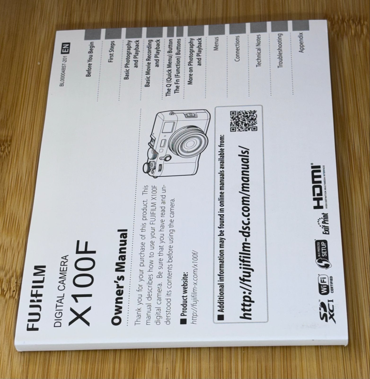Fujifilm X100F  Gebruikershandleiding engelstalig, Ophalen of Verzenden, Zo goed als nieuw, Geen optische zoom