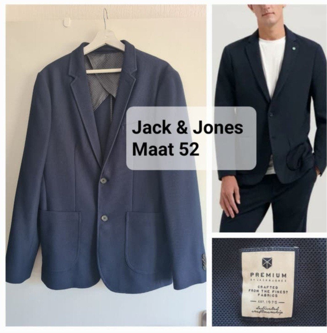 Nieuwe, donker blauwe ongedragen Jack & Jones blazer Mt L, Kleding | Heren, Kostuums en Colberts, Maat 52/54 (L), Blauw, Nieuw