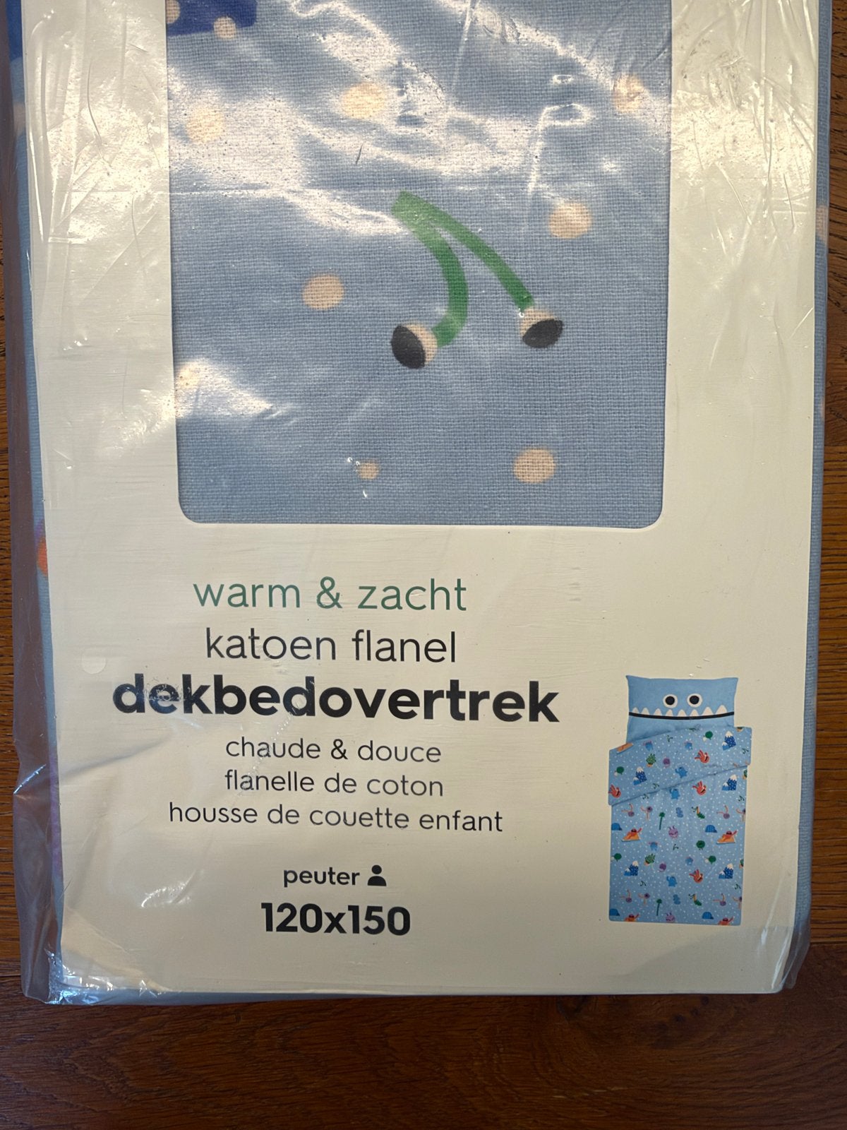 HEMA Kinder Dekbedovertrek Peuter 120x150 Katoen Flanel, Eenpersoons, Blauw, Dekbedovertrek, Katoen