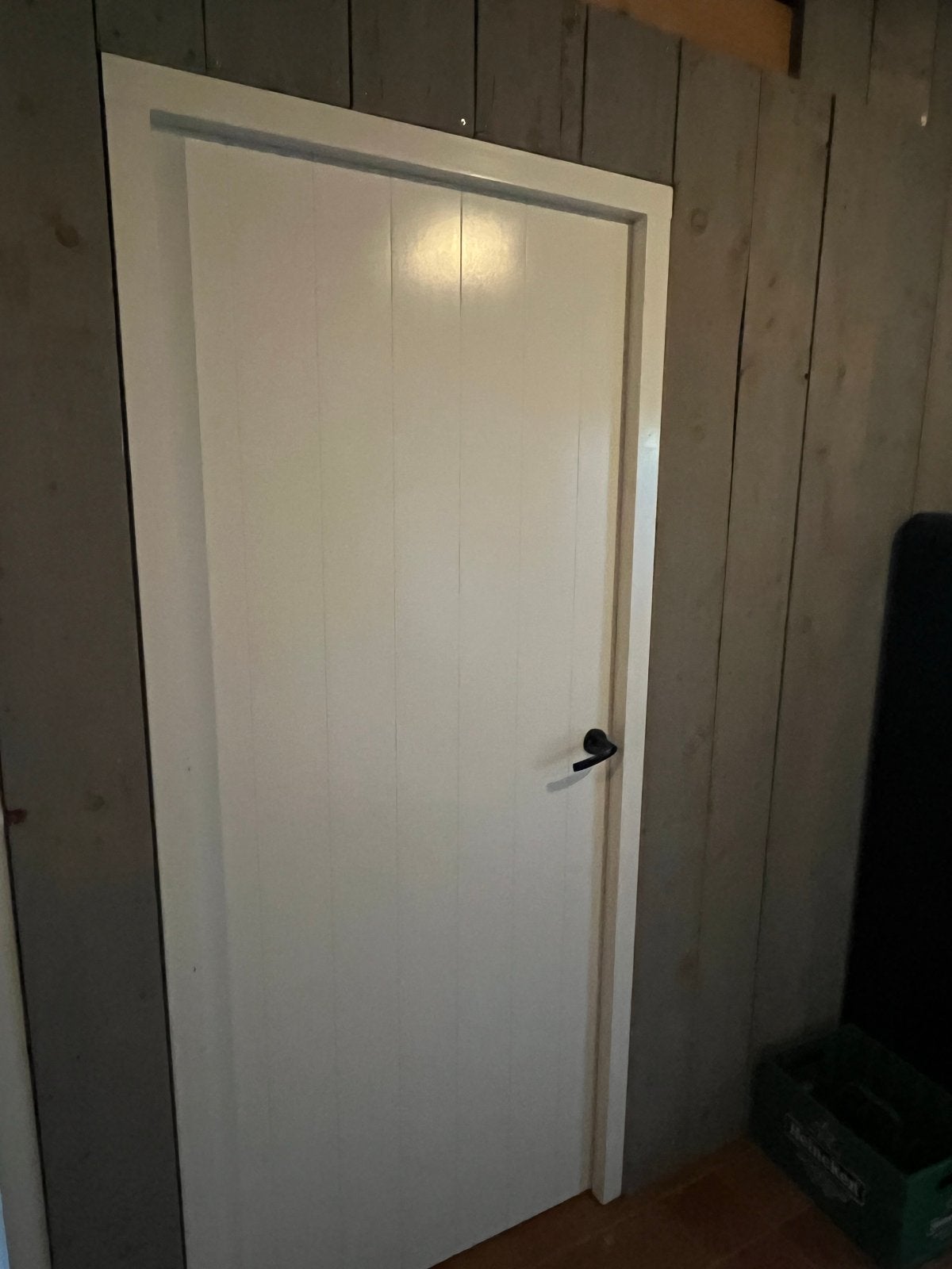 Witte binnendeur met kozijn en zwart deurbeslag, Ophalen, Gebruikt, 80 tot 100 cm, Binnendeur
