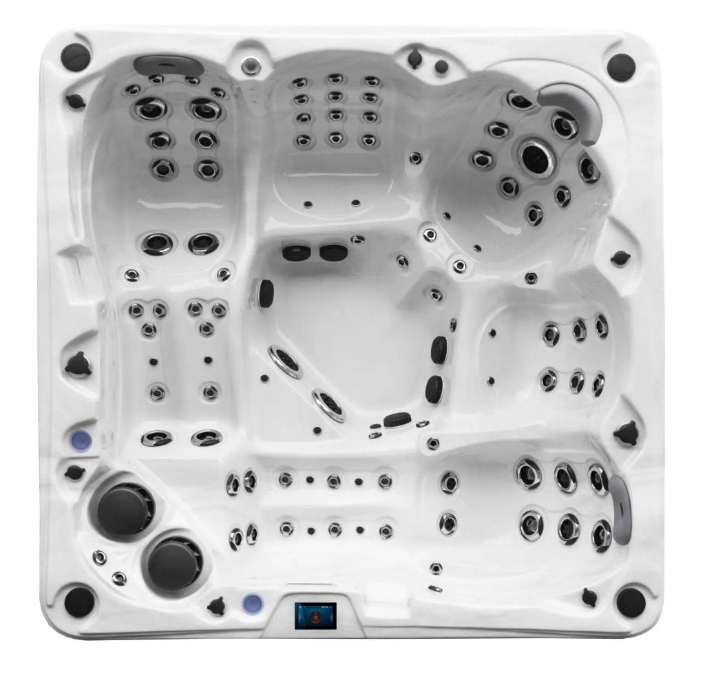 Jacuzzi Fox Eclipse  2.40 x 2.40 5 pers, Tuin en Terras, Bubbelbaden en Hottubs, Zo goed als nieuw, Vast, Afdekzeil, Filter, Trap