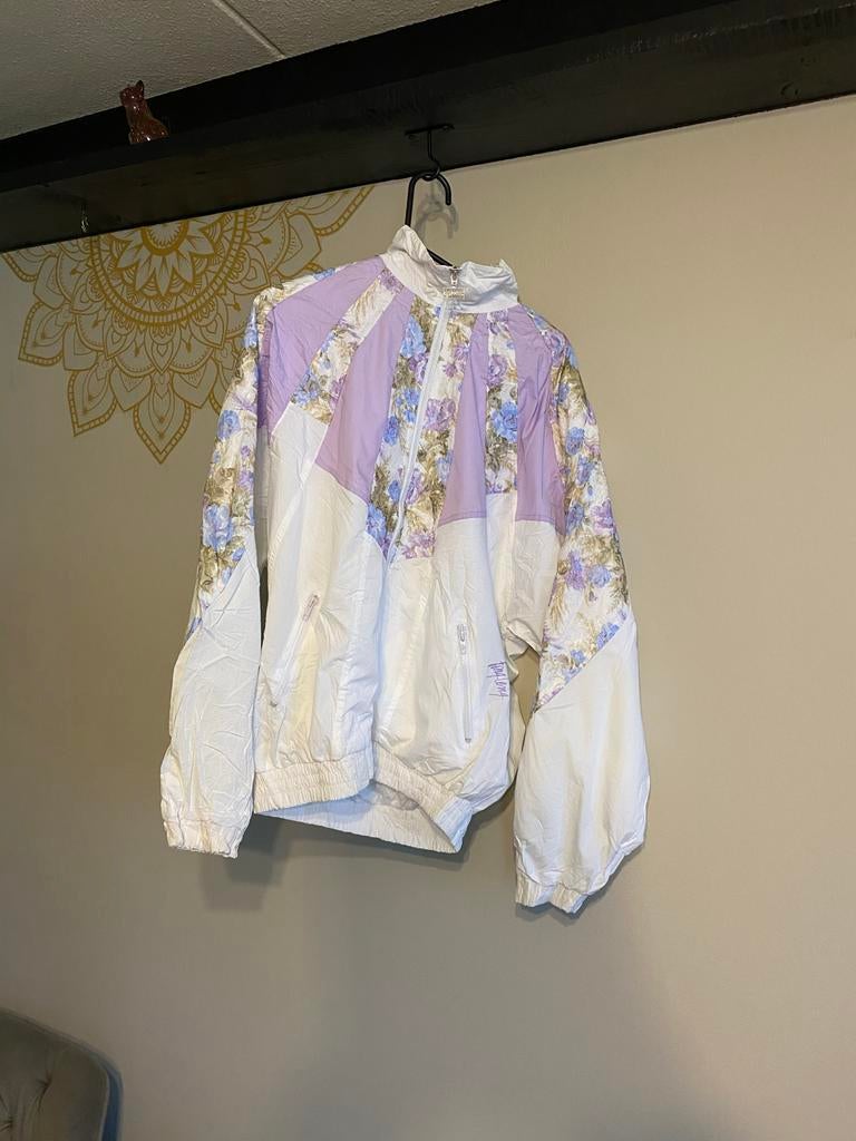 Vintage 80s Fong Leng sportswear jacket L, Kleding | Dames, Jassen | Zomer, Ophalen of Verzenden, Gedragen, Paars