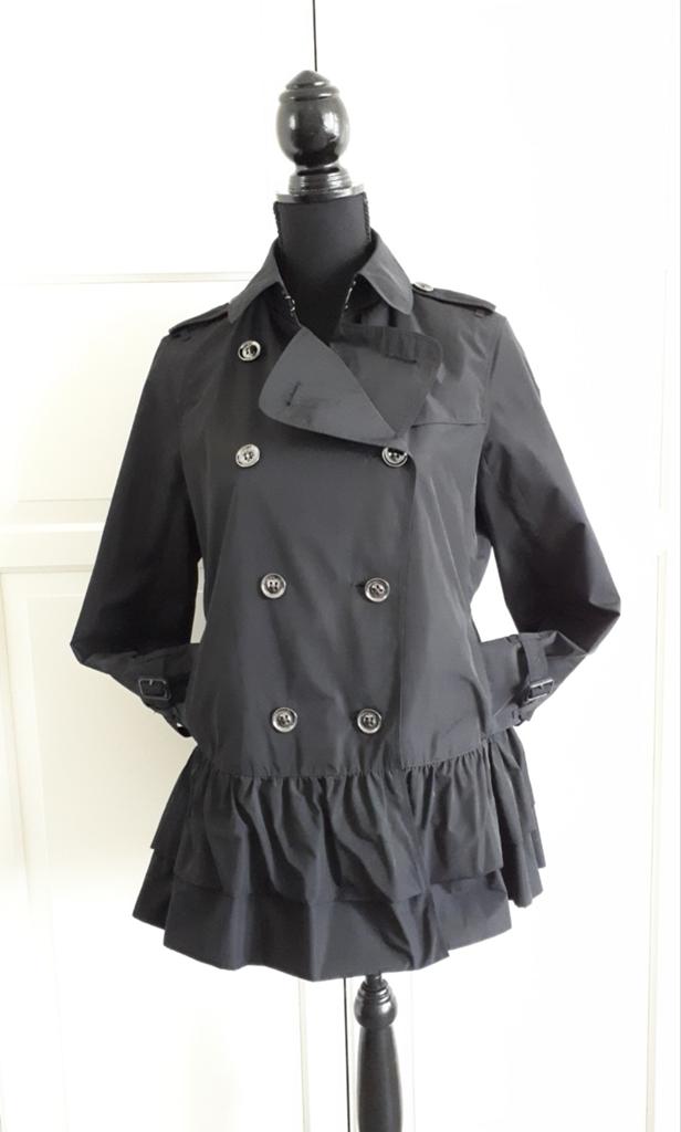 BURBERRY zwarte peplum trenchcoat UK12 (38) Als NIEUW, Maat 38/40 (M), Verzenden, Zwart, Zo goed als nieuw