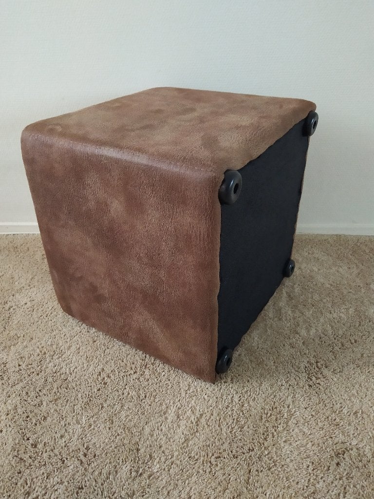 Bruine poef/hocker - Gebruikt, Ophalen, Minder dan 50 cm, Gebruikt, Vierkant