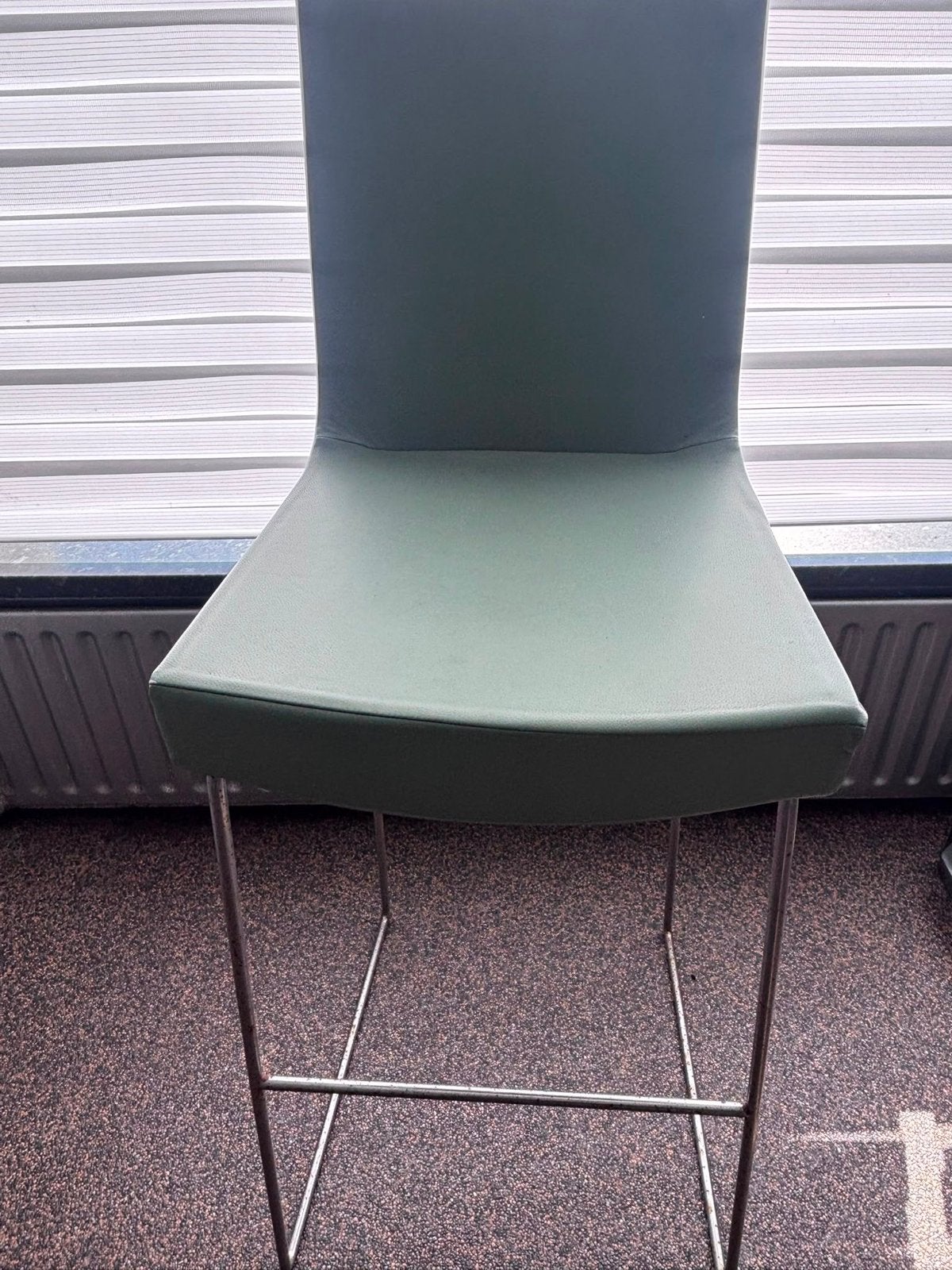 Mondis barkrukken - set van 2 (groen en geel), Ophalen, Gebruikt, Met voetsteun, Leer