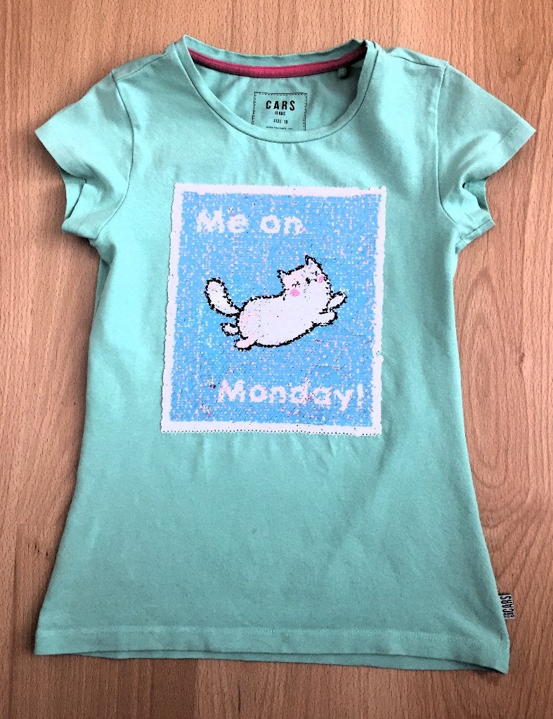 Cars Jeans groen T-shirt met omkeerbare pailletten mt 140, Meisje, Ophalen of Verzenden, Zo goed als nieuw, Shirt of Longsleeve