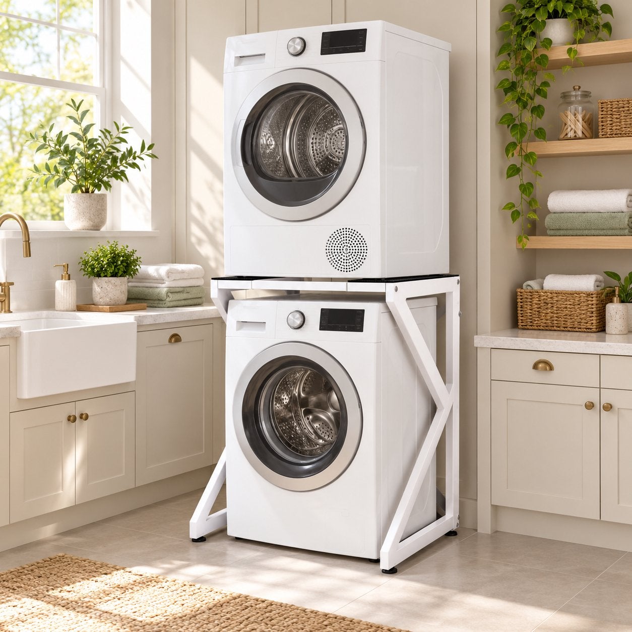Wasmachine en droger stapelrek - Wit, 100kg draagvermogen, 7021br, Nieuw, Ophalen of Verzenden, Sera@live.nl