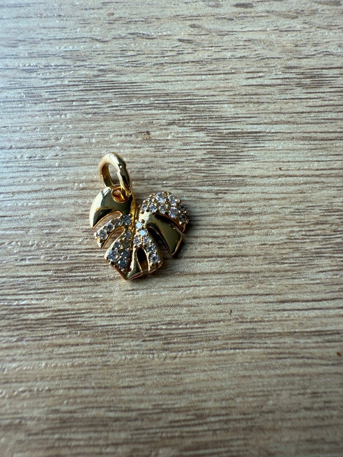 Gouden Monstera Bedel met Strass voor Pandora Armband, Overige materialen, Pandora, Nieuw, Ophalen of Verzenden