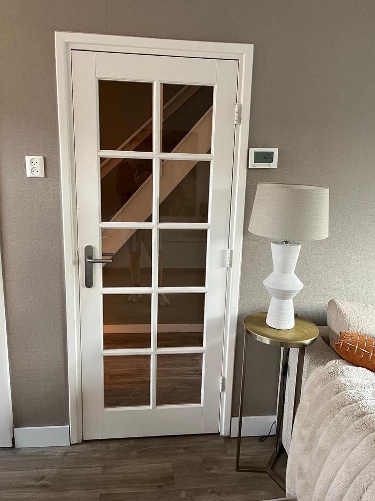 3 binnendeuren met glas en deurbeslag (zelf demonteren), Doe-het-zelf en Verbouw, Deuren en Horren, Gebruikt, Minder dan 80 cm