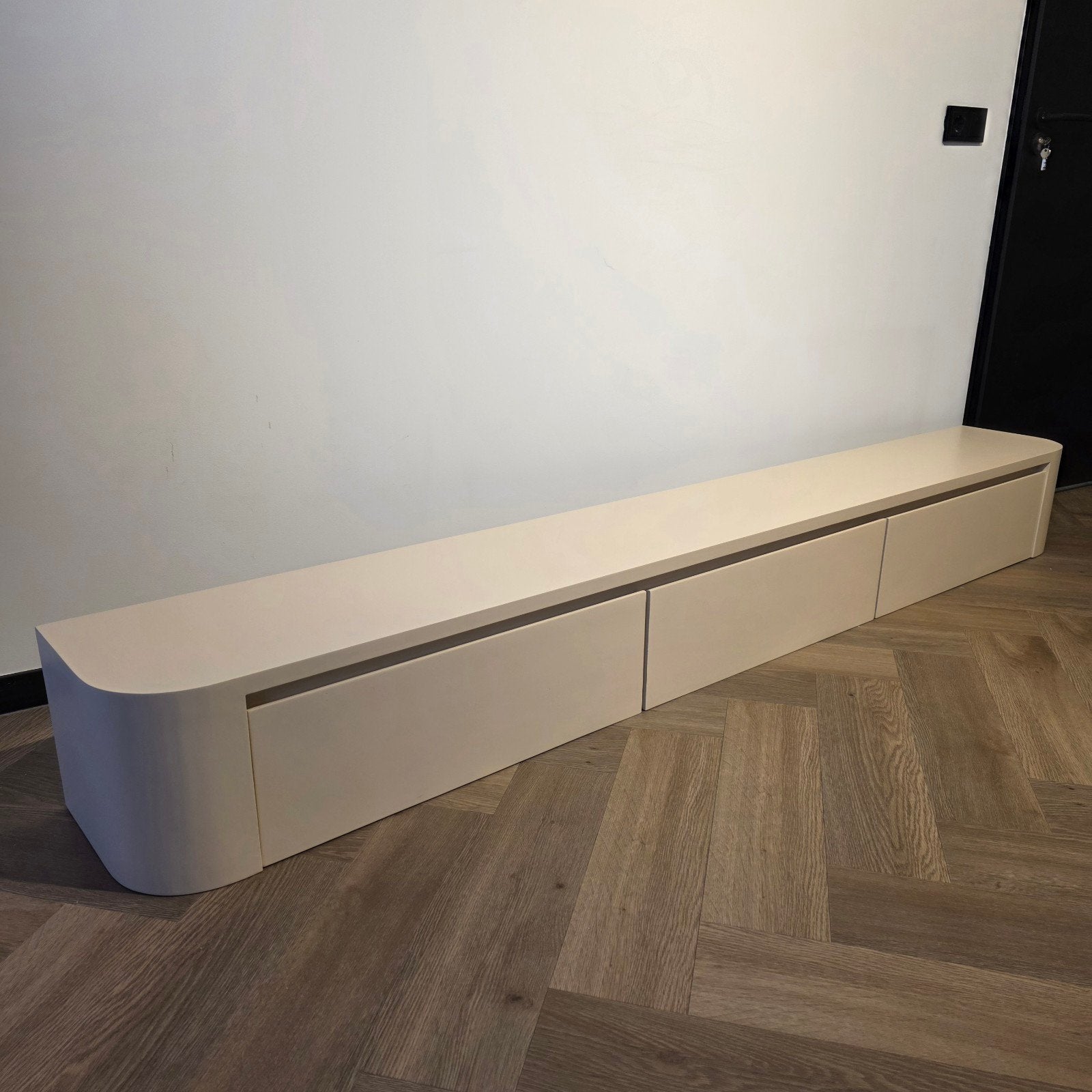 Japandi Beige TV meubel van Beukenhout geen MDF! 180|240cm, Ophalen, Modern, Minimalistisch, Scandinavisch, Nieuw, 200 cm of meer