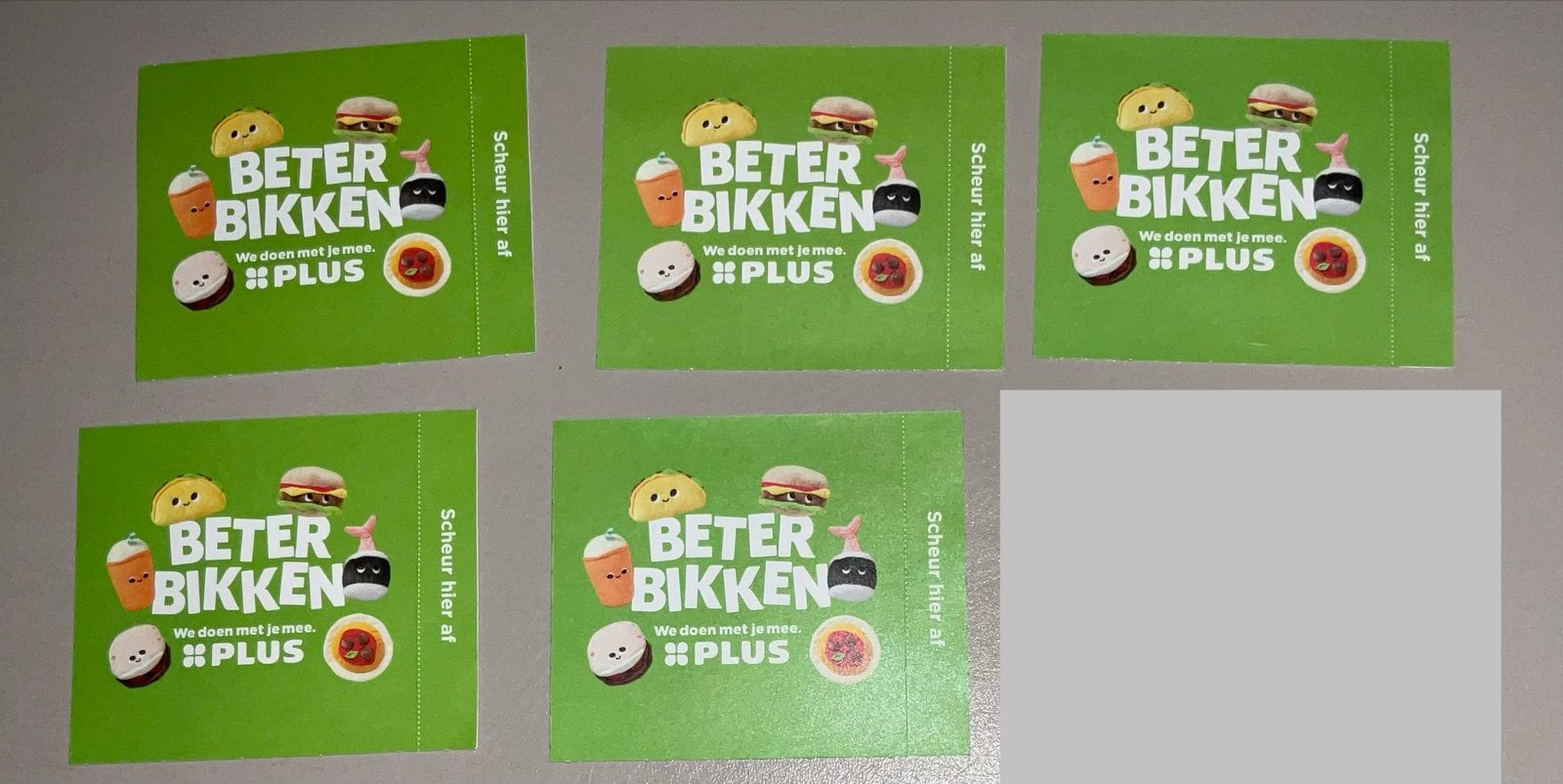 5 ongeopende Beter Bikken stickers van de Plus voor Buddie, Plus, Ophalen of Verzenden