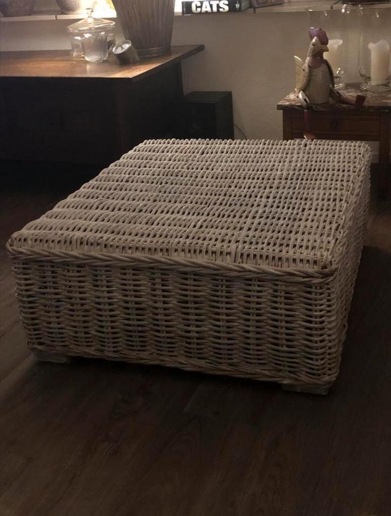 Stijlvolle rieten salontafel, Huis en Inrichting, Tafels | Salontafels, Ophalen, Overige materialen, Gebruikt, 100 tot 150 cm